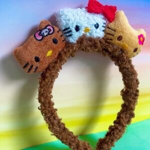 Y2K GRUNGE CUTE PLUSH FUZZY HELLO KITTY HEAD BAND NWOT